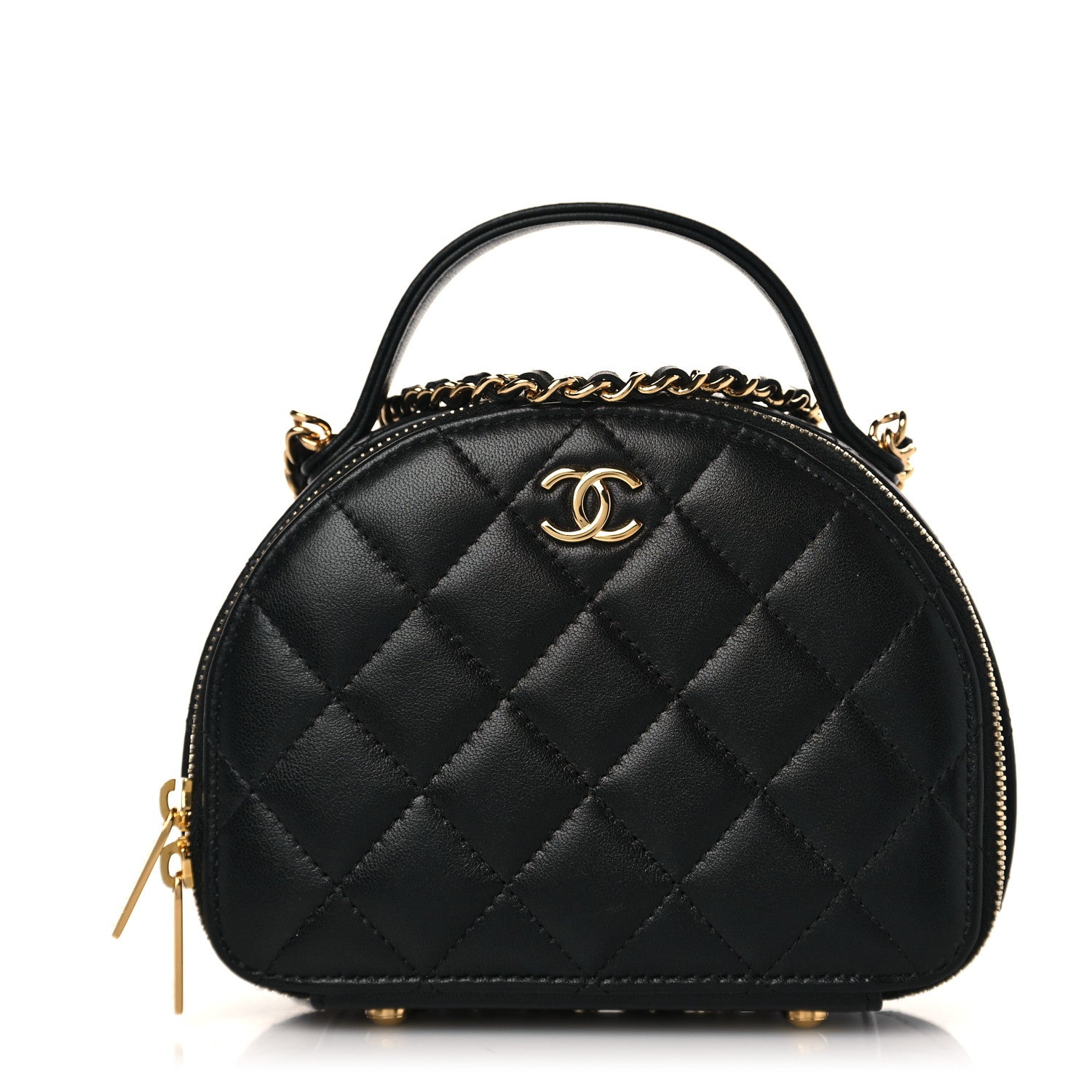 Chanel Lambskin Quilted Chic Riviera Top Handle Vanity Case Black 1 of 9