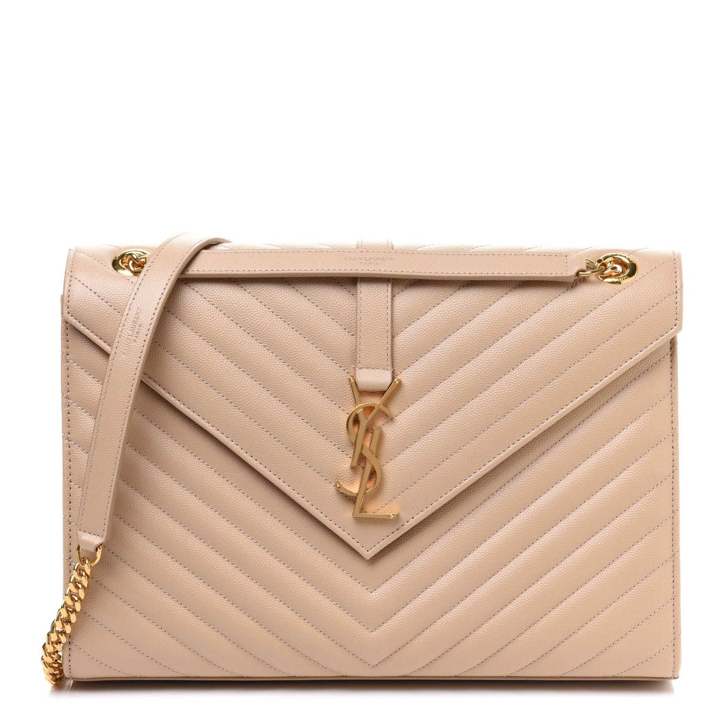 Grain De Poudre Matelasse Chevron Large Monogram Satchel Nude Powder