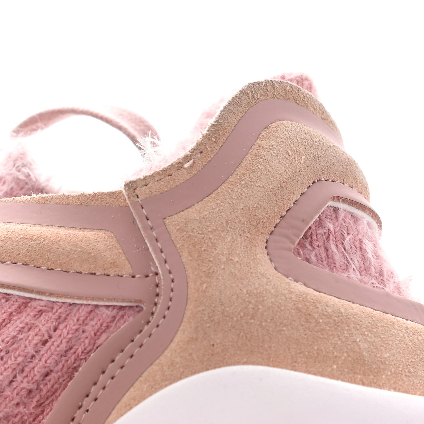 Suede Calfskin Stretch Fabric CC Sneakers 39.5 Pink