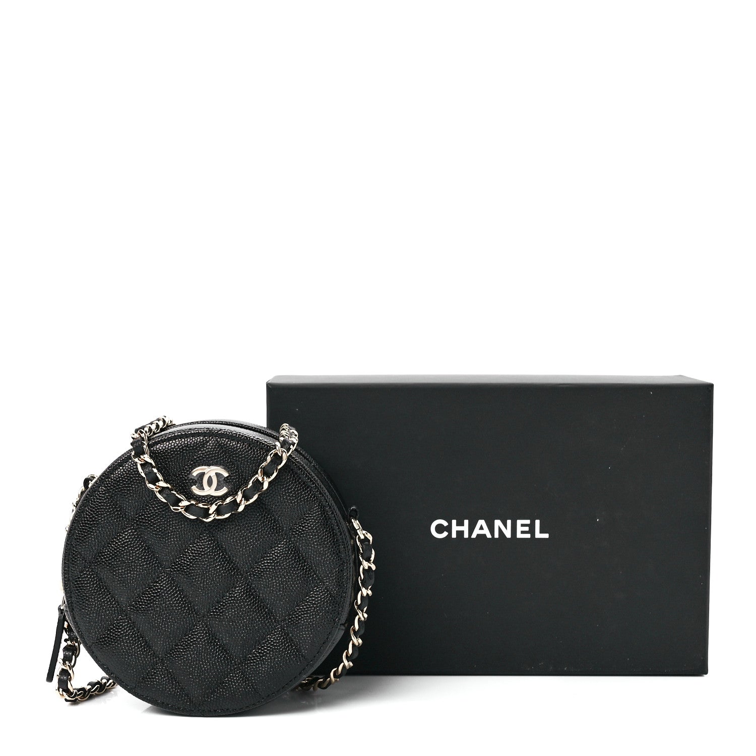 Chanel Caviar Quilted Round Clutch With Chain Black 12 of 12