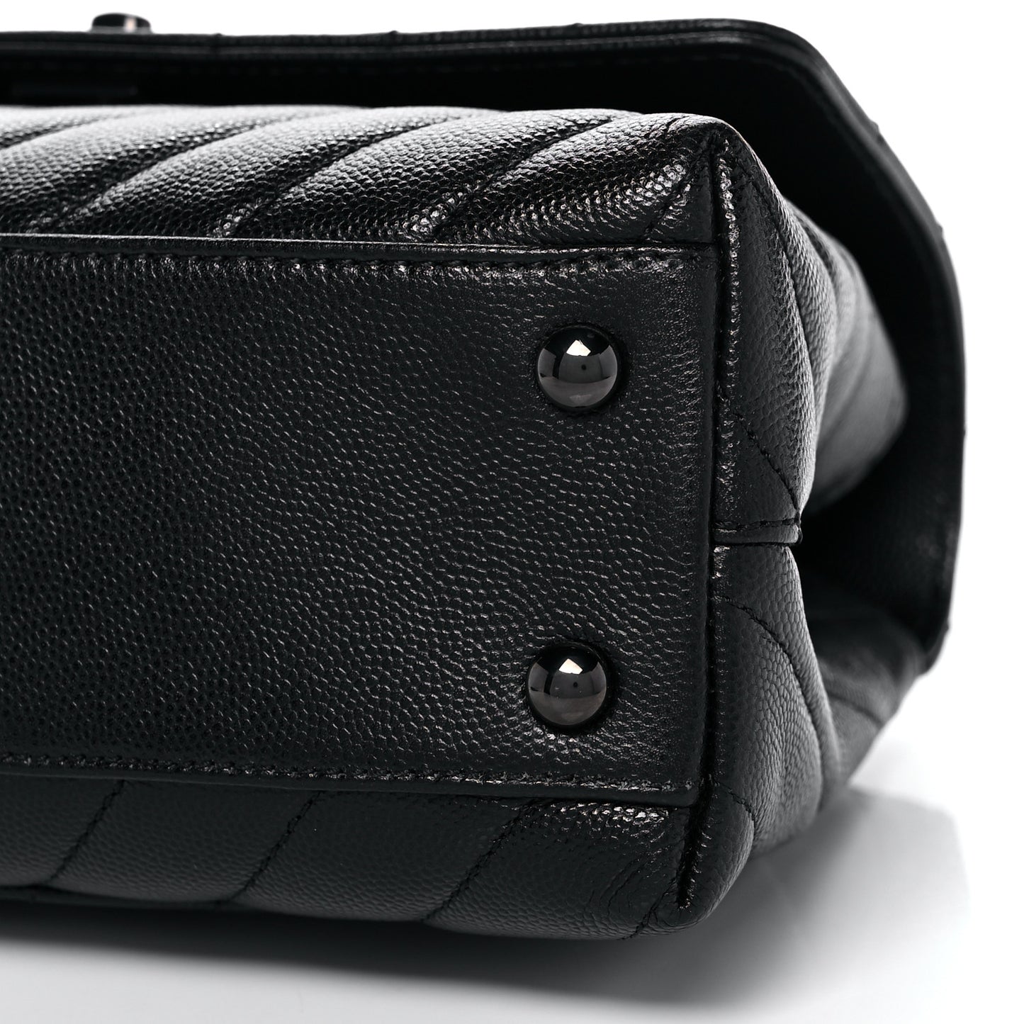 Caviar Chevron Quilted Mini Coco Handle Flap So Black