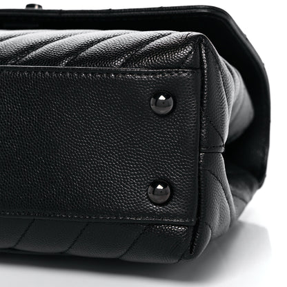 Chanel Caviar Chevron Quilted Mini Coco Handle Flap So Black 10 of 14