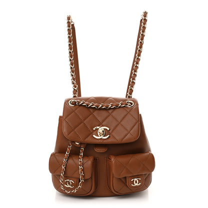 Chanel Calfskin Quilted Small Duma Pockets Drawstring Backpack Light Brown 1 of 10