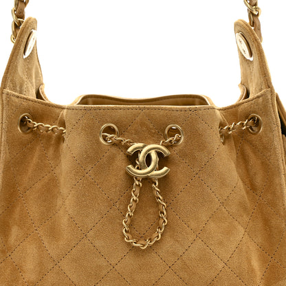 Chanel Suede Quilted Mini Chanel 25 Handbag Beige 8 of 12