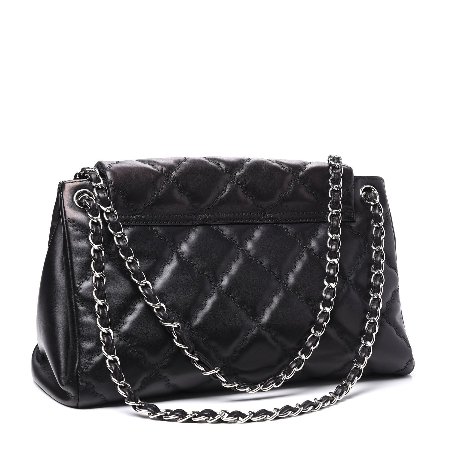 Chanel Calfskin Double Stitch Large Hamptons Flap Bag Black 2 of 10