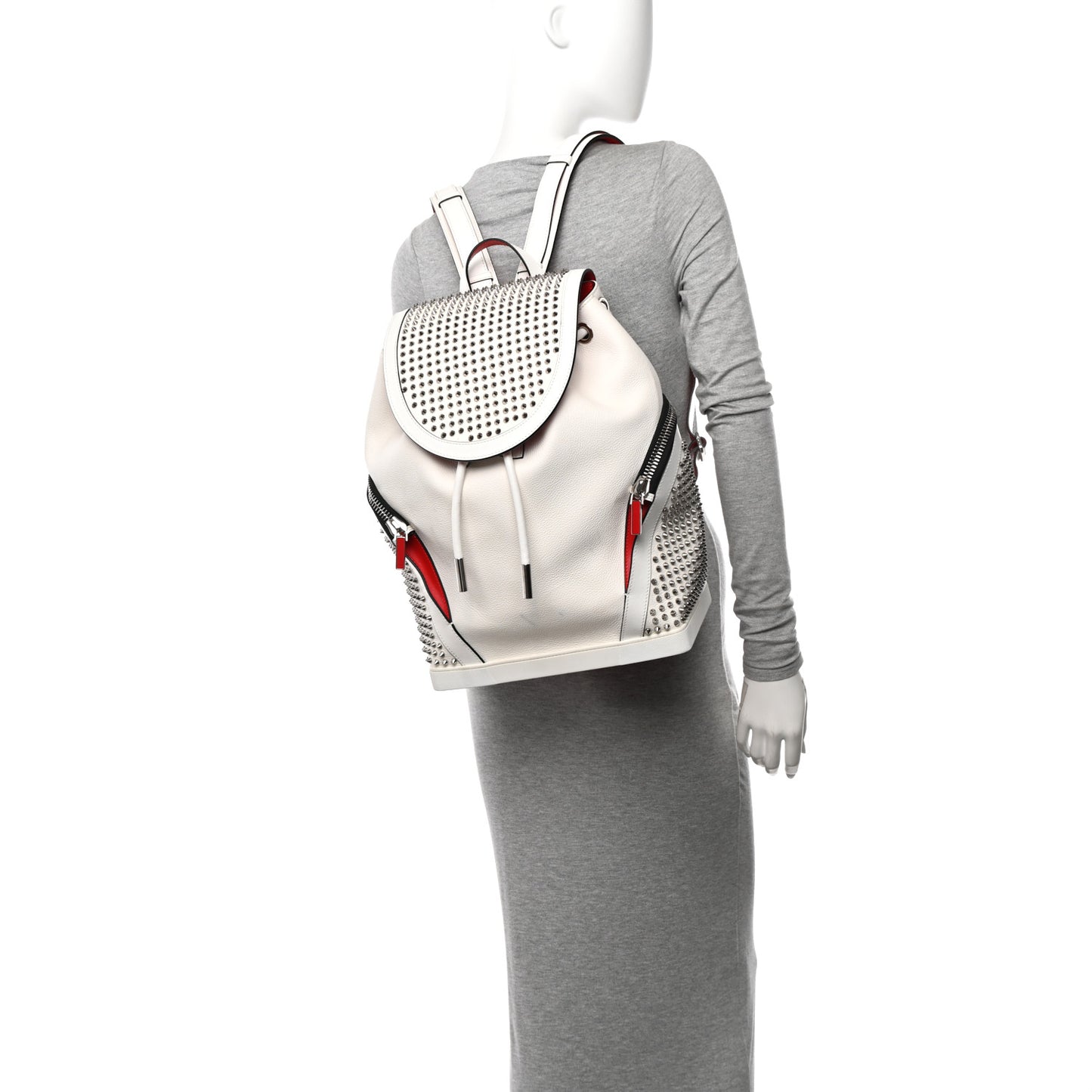 Calfskin Spiked Explorafunk Backpack White