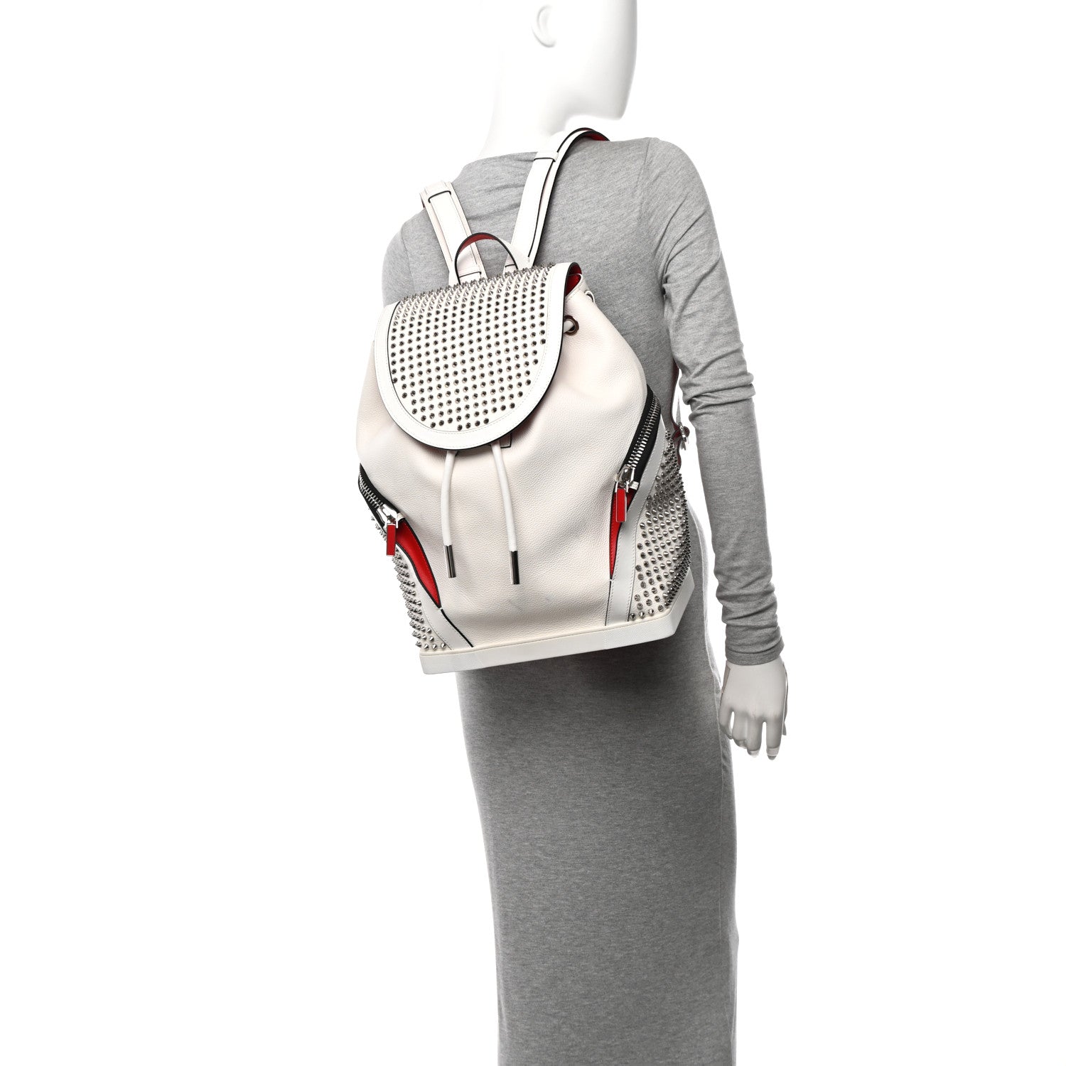 Christian Louboutin Calfskin Spiked Explorafunk Backpack White 2 of 11