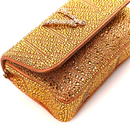 Versace Satin Crystal Virtus Chain Clutch Orange 10 of 11