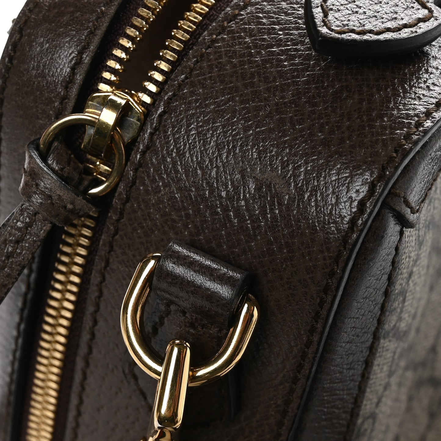 GG Supreme Monogram Web Small Ophidia Top Handle Shoulder Bag Brown