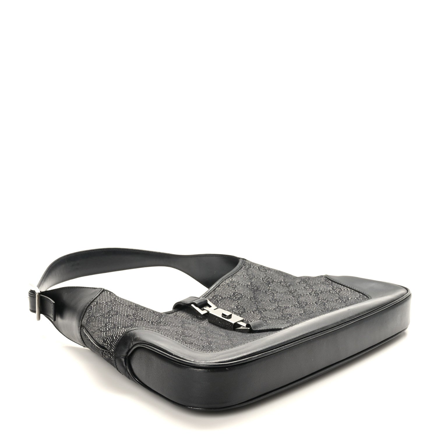 Gucci Denim Monogram Small Jackie O Hobo Black 4 of 9