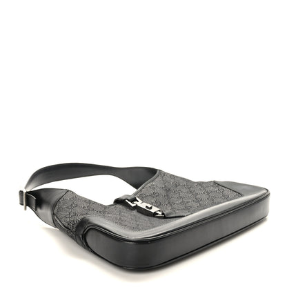Gucci Denim Monogram Small Jackie O Hobo Black 4 of 9