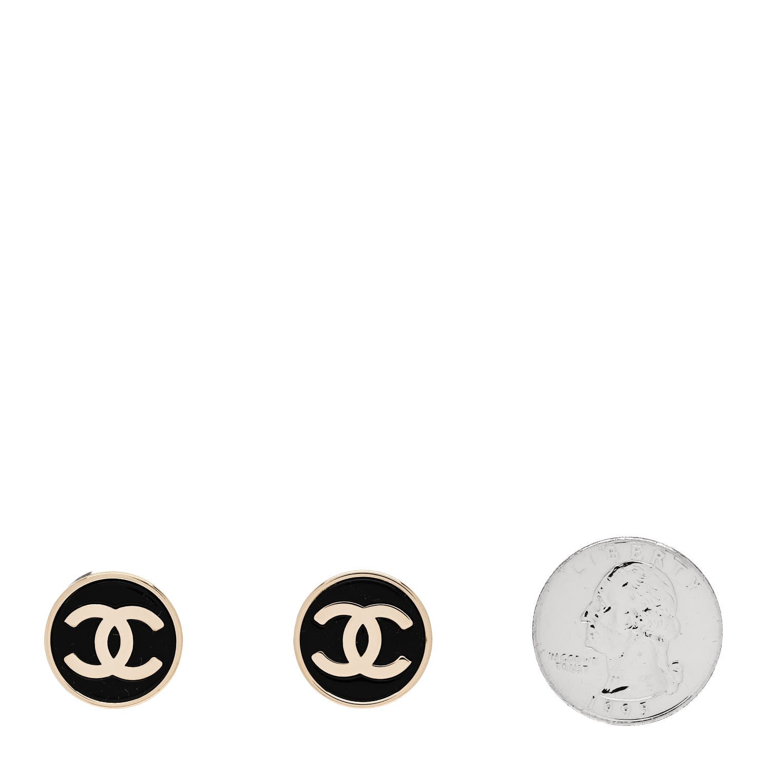 Chanel Metal Enamel CC Round Earrings Gold Black 2 of 5