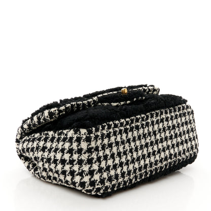 Chanel Shearling Sheepskin Tweed Quilted Single Flap Black 4 of 11