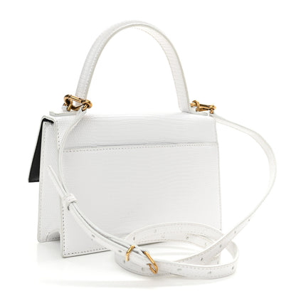 Balenciaga Patent Calfskin Lizard Embossed XS Sharp Top Handle Bag White 3 of 10