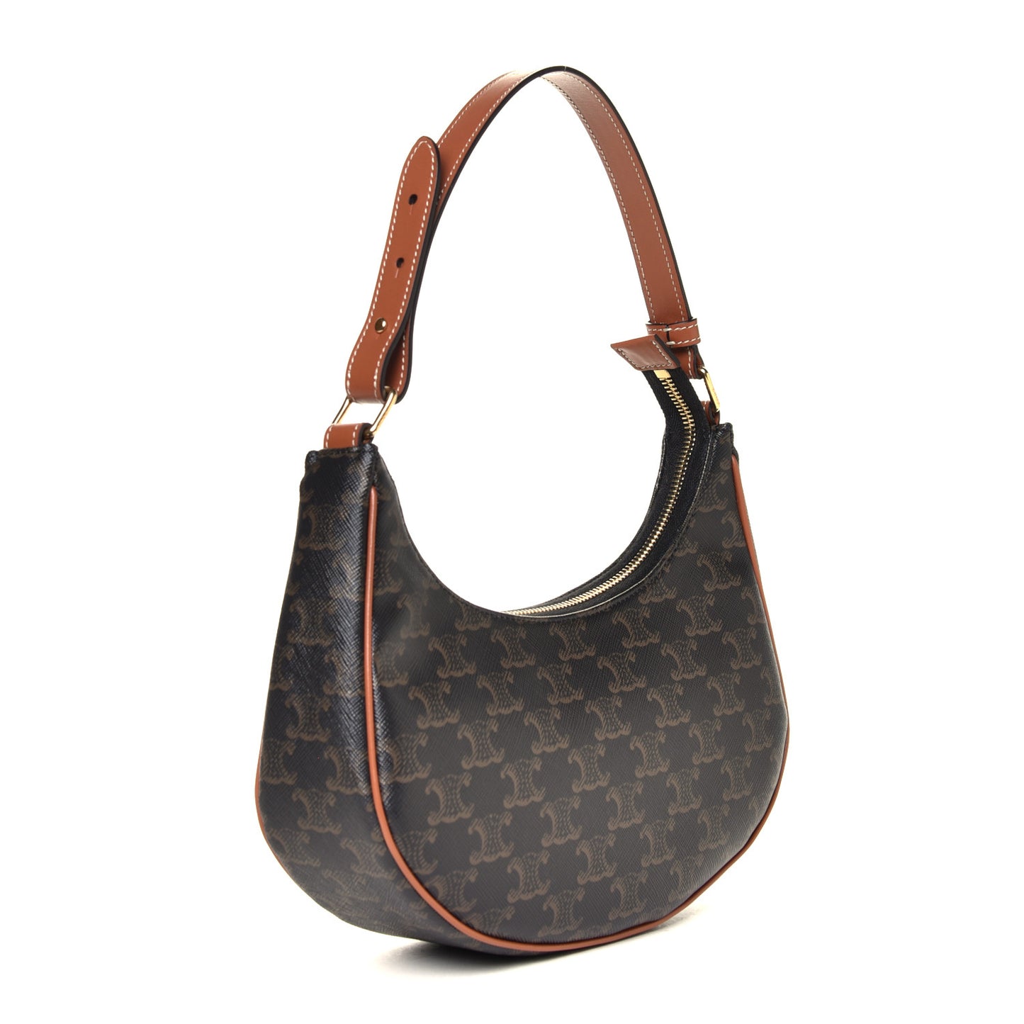 Triomphe Canvas Calfskin Ava Shoulder Bag Tan