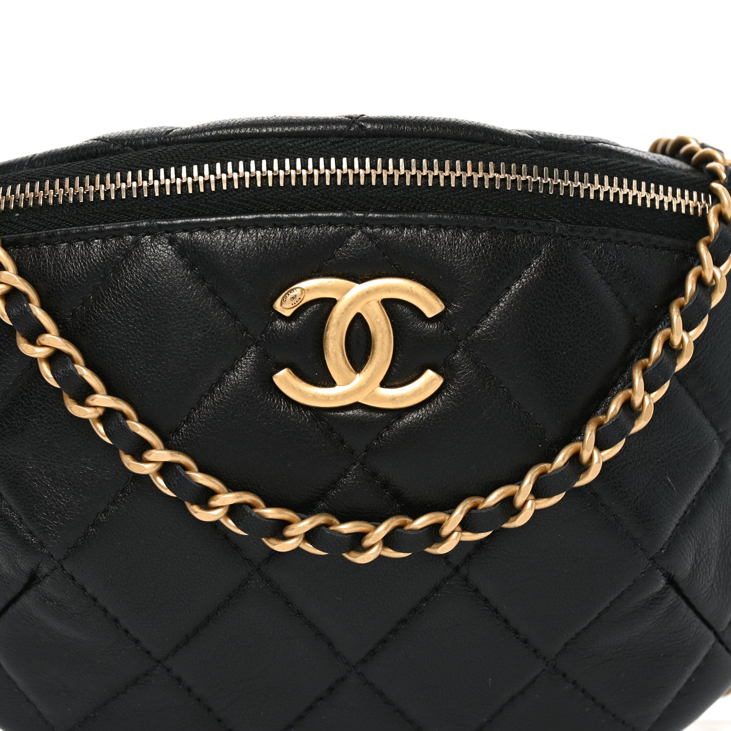 Chanel Shiny Lambskin Quilted CC Slide Waist Bag Fanny Pack Black 7 of 10