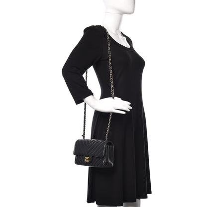 Chanel Lambskin Chevron Quilted Mini Rectangular Flap Black 2 of 15