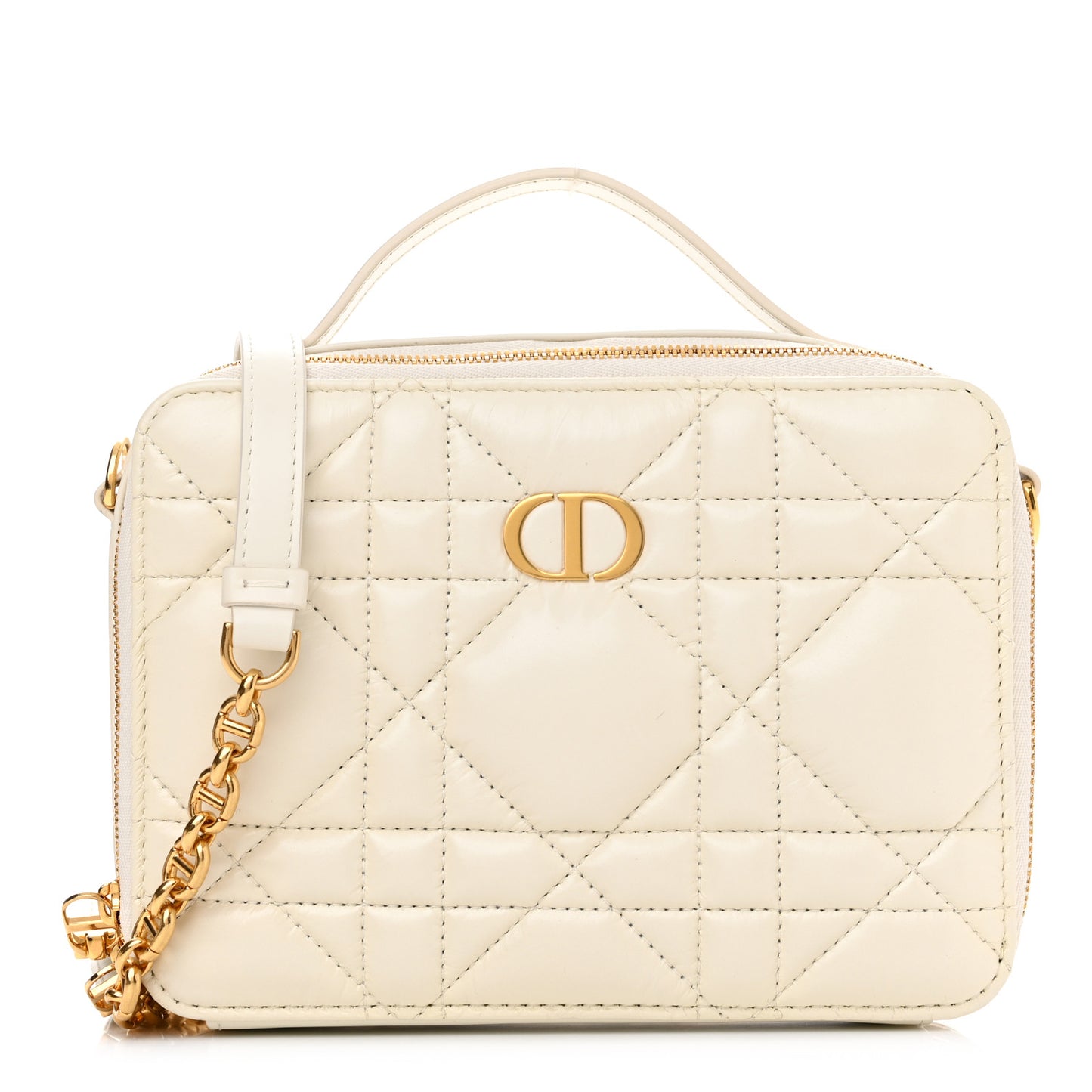Calfskin Macrocannage Caro Box Bag Latte