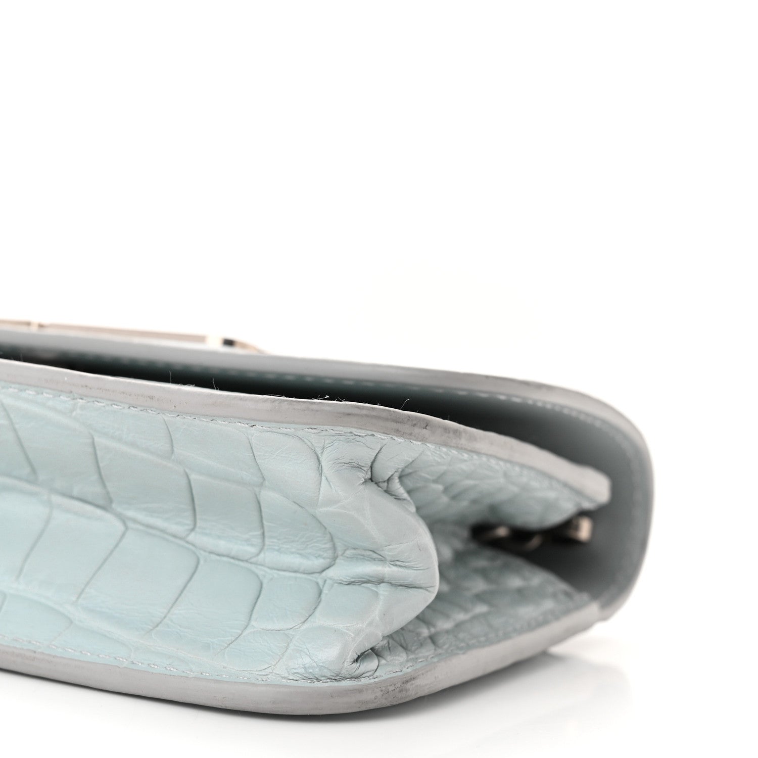 Balenciaga Extra Supple Calfskin Crocodile Embossed Gossip Wallet On Chain Ash Blue 11 of 12