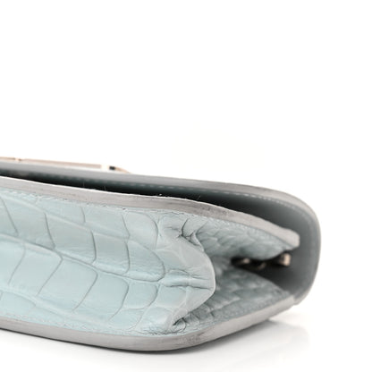 Balenciaga Extra Supple Calfskin Crocodile Embossed Gossip Wallet On Chain Ash Blue 11 of 12