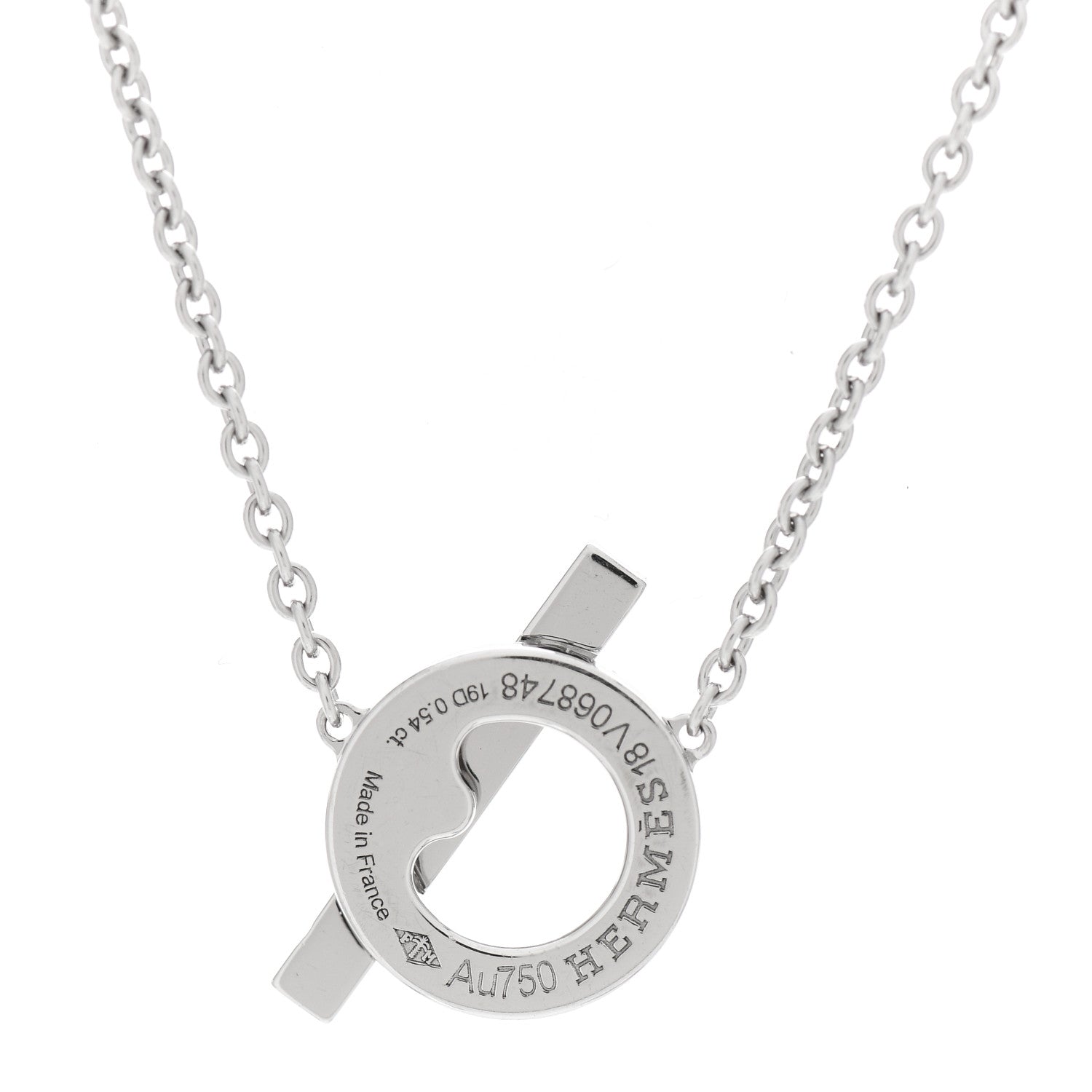 Hermes 18K White Gold Diamond Finesse Pendant Necklace 4 of 5