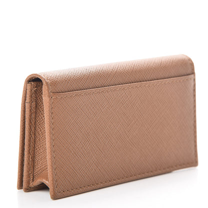 Prada Saffiano Metal Bi-Fold Card Holder Wallet Caramel 4 of 8