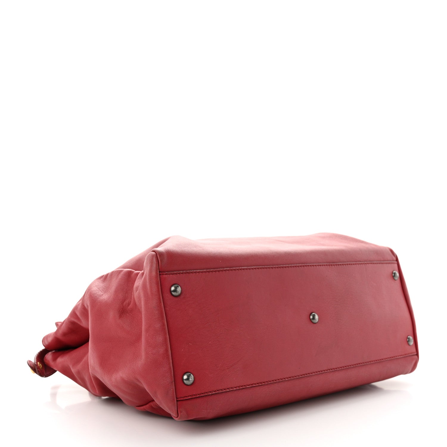 Fendi Vitello Suede Large Peekaboo Iconic Satchel Rubino Peonia 4 of 16
