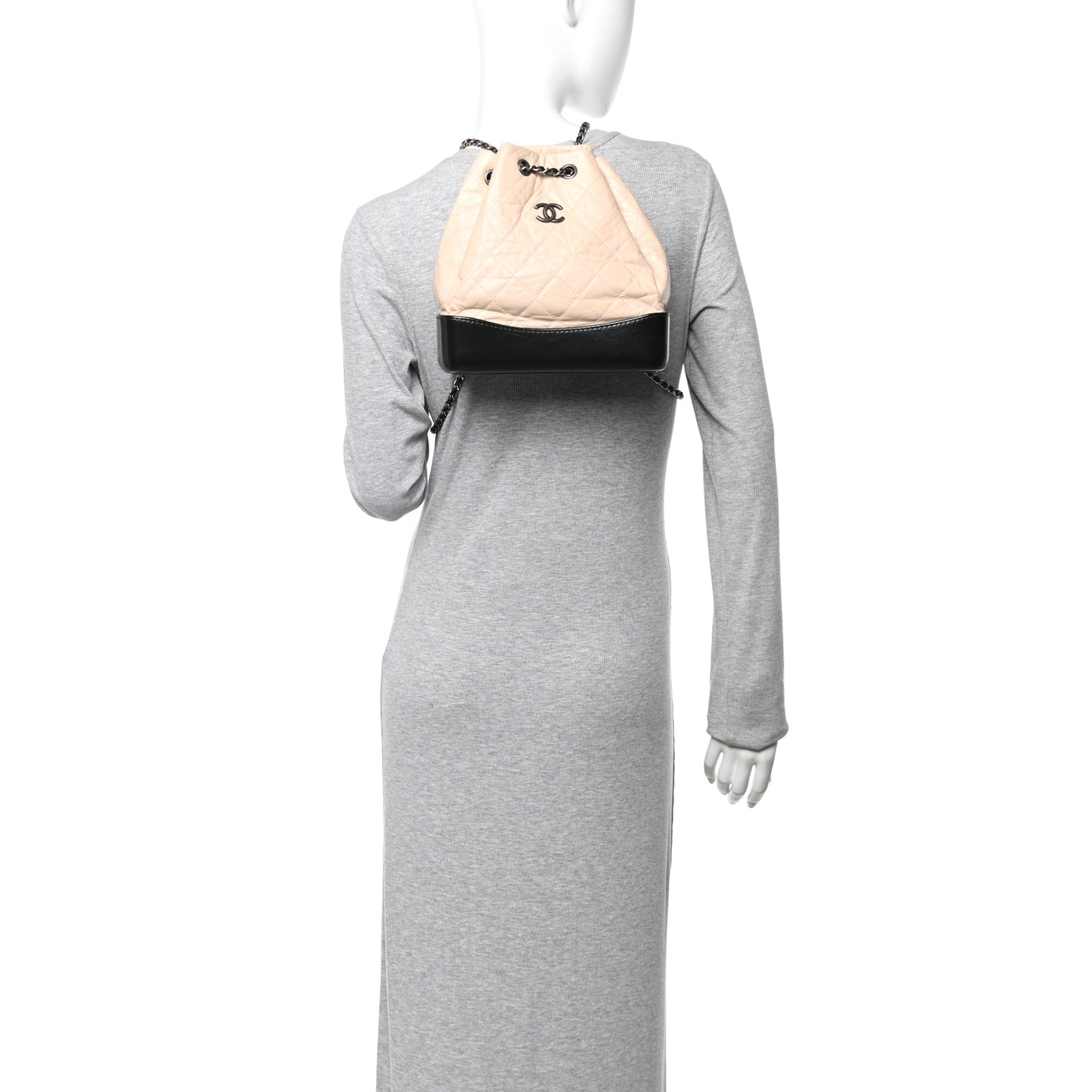 Aged Calfskin Quilted Small Gabrielle Backpack Beige Black