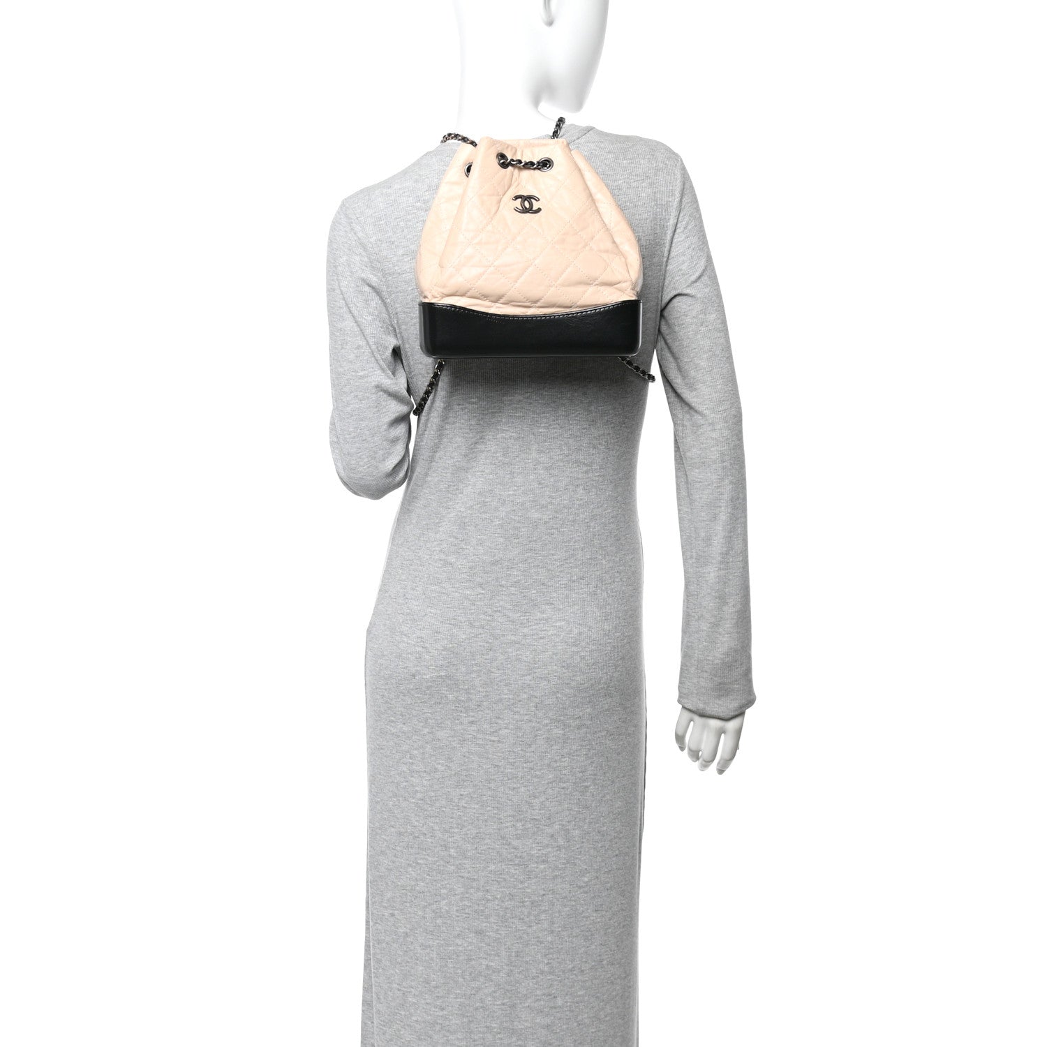 Chanel Aged Calfskin Quilted Small Gabrielle Backpack Beige Black 2 of 13