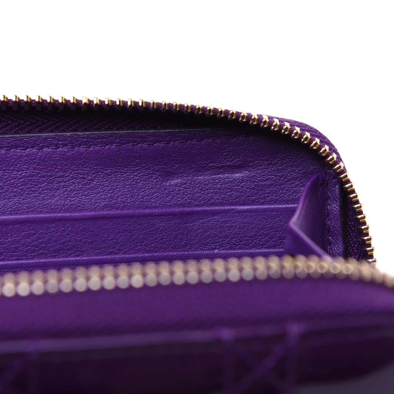 Christian Dior Patent Cannage Voyageur Zip Around Wallet Purple 11 of 12