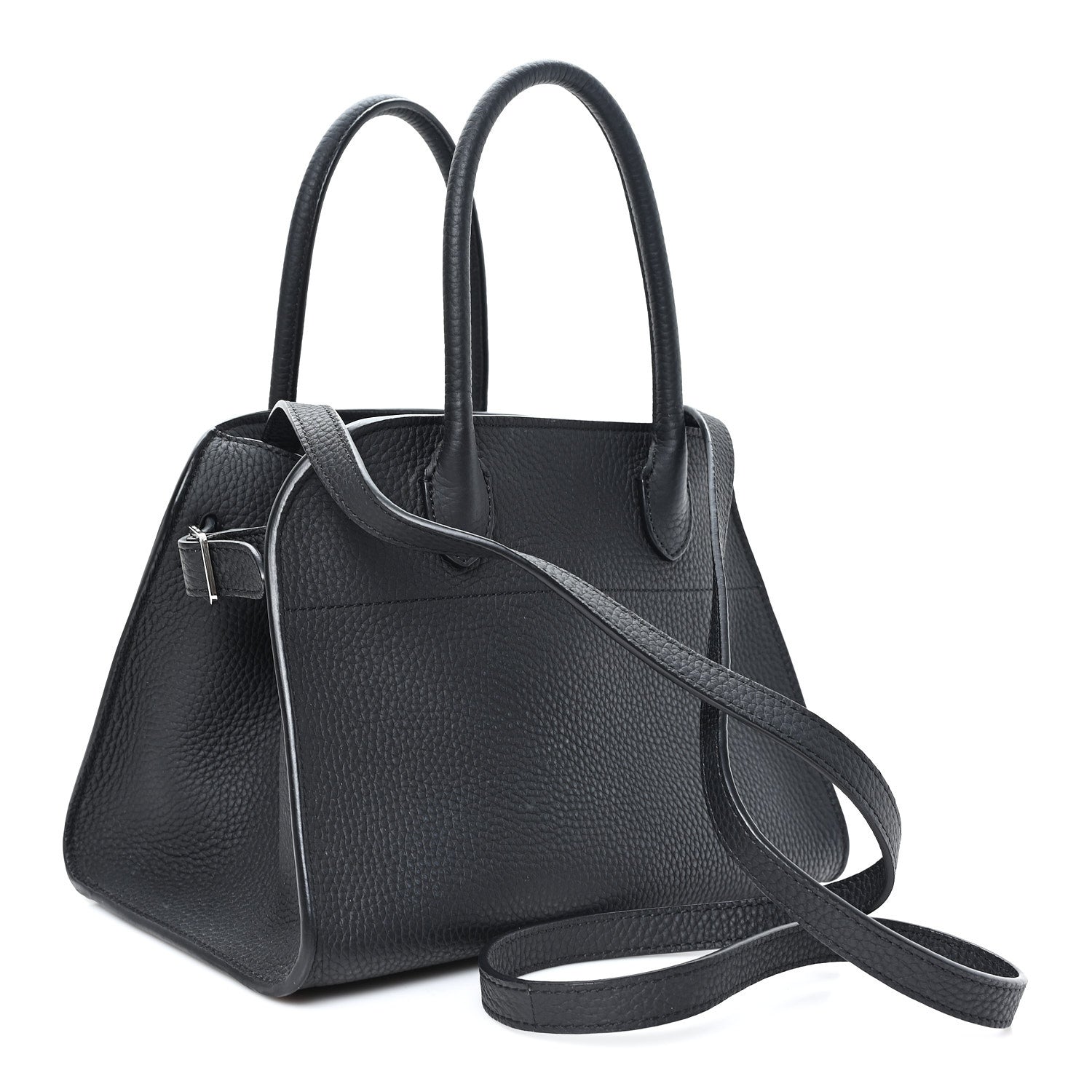 The Row Grained Calfskin Soft Margaux 10 Bag Black 3 of 9
