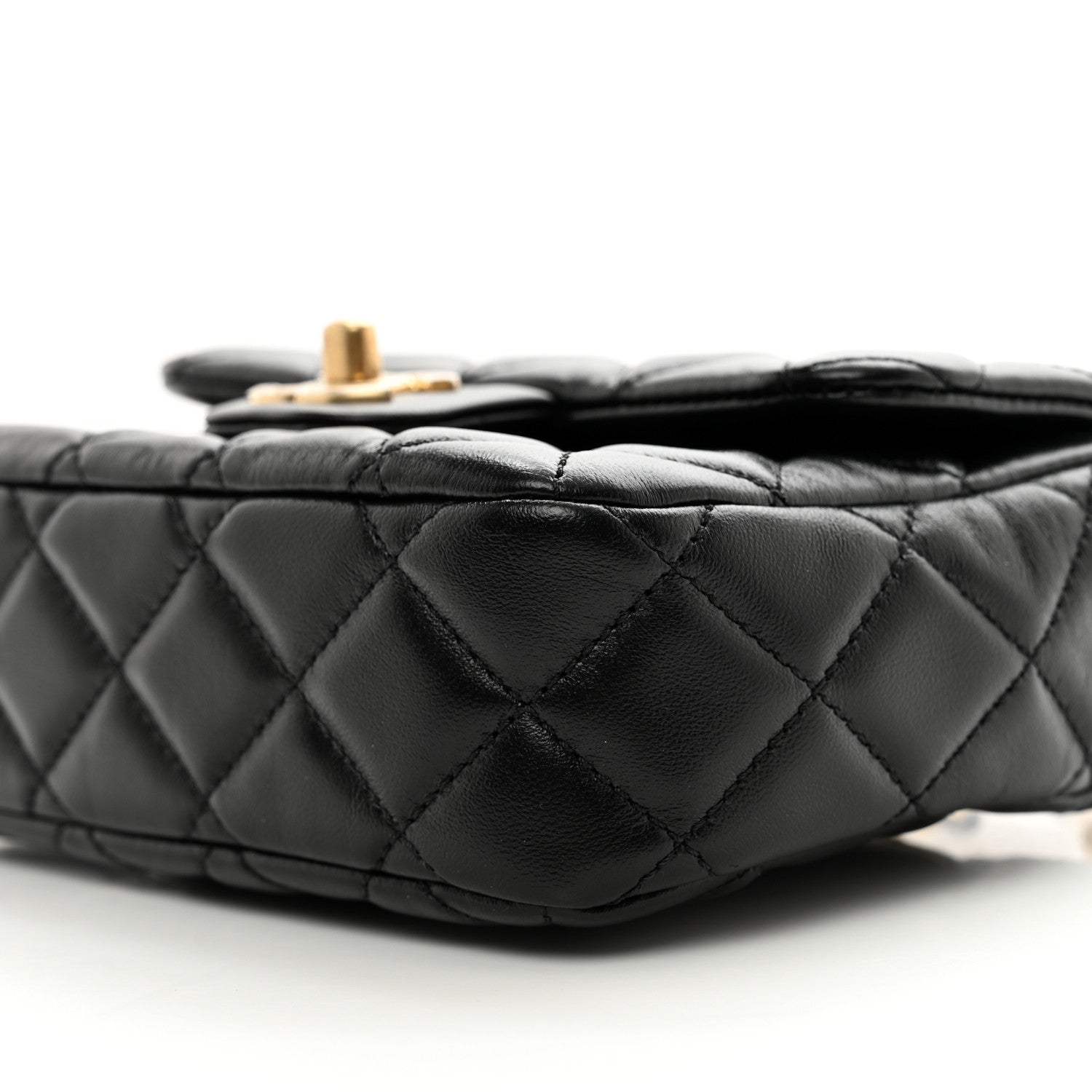 Chanel Lambskin Enamel Quilted Mini Coco Hearts Square Flap Black 10 of 10