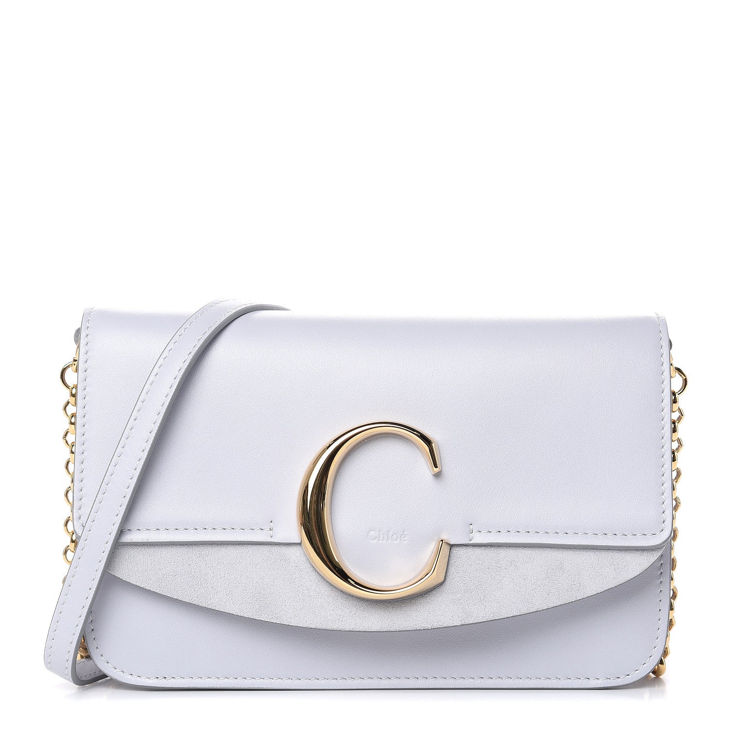 Chloe Calfskin Suede C Clutch With Chain Light Cloud 1 of 9
