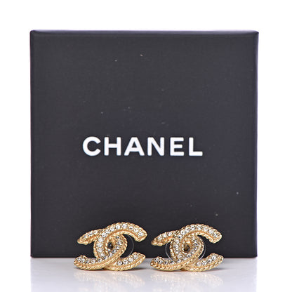 Chanel Crystal CC Earrings Gold 5 of 5