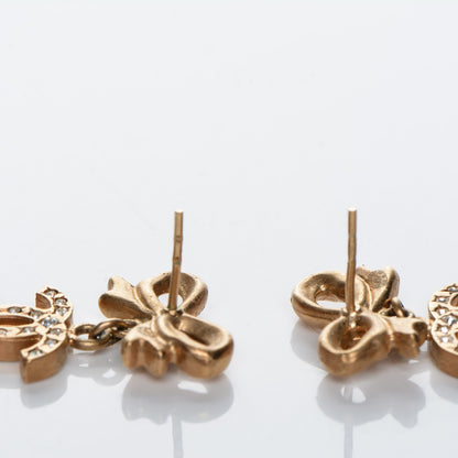 Chanel Crystal CC Bow Drop Earrings Gold 3 of 4