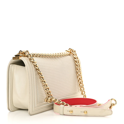 Chanel Lambskin Embossed Medium Boy Cube Flap White 3 of 14