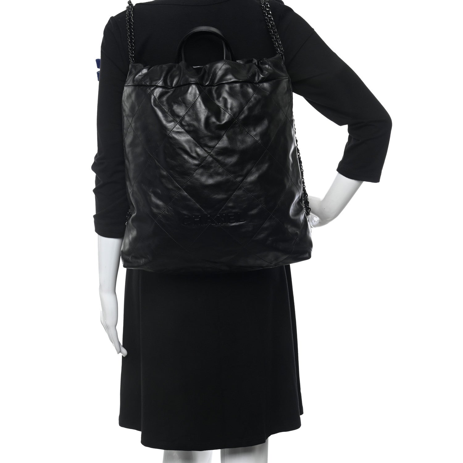 Chanel Shiny Calfskin Quilted Chanel 22 Backpack So Black 2 of 10