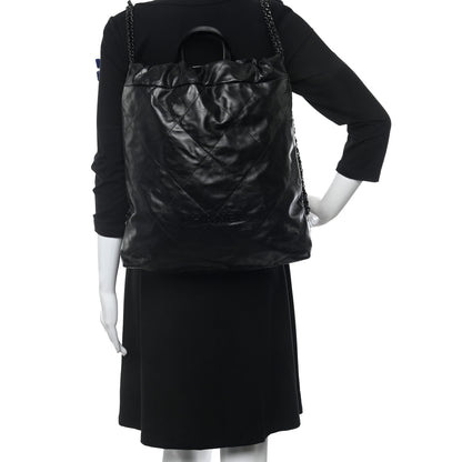 Chanel Shiny Calfskin Quilted Chanel 22 Backpack So Black 2 of 10