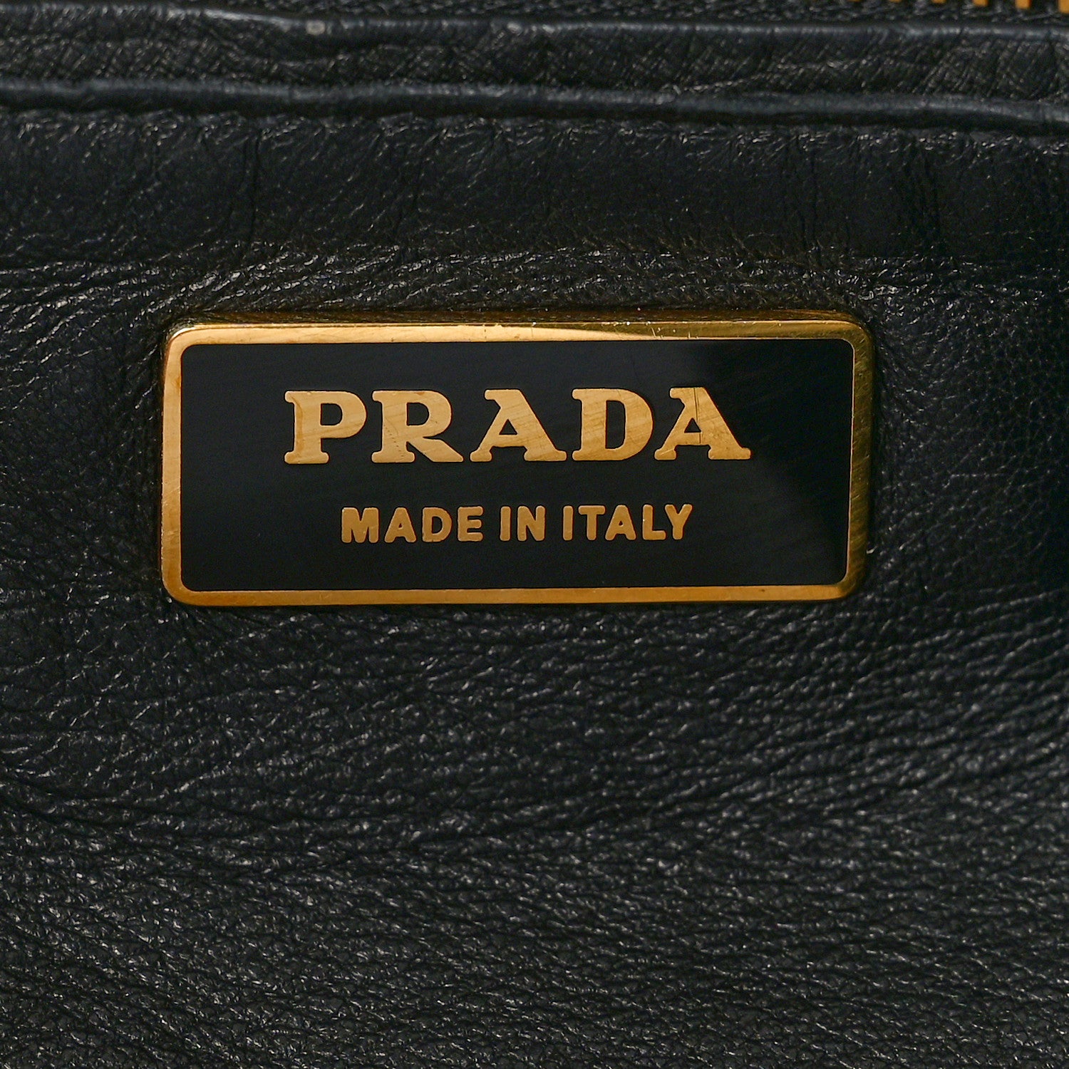 Prada Ostrich Small Double Zip Tote Black 6 of 9