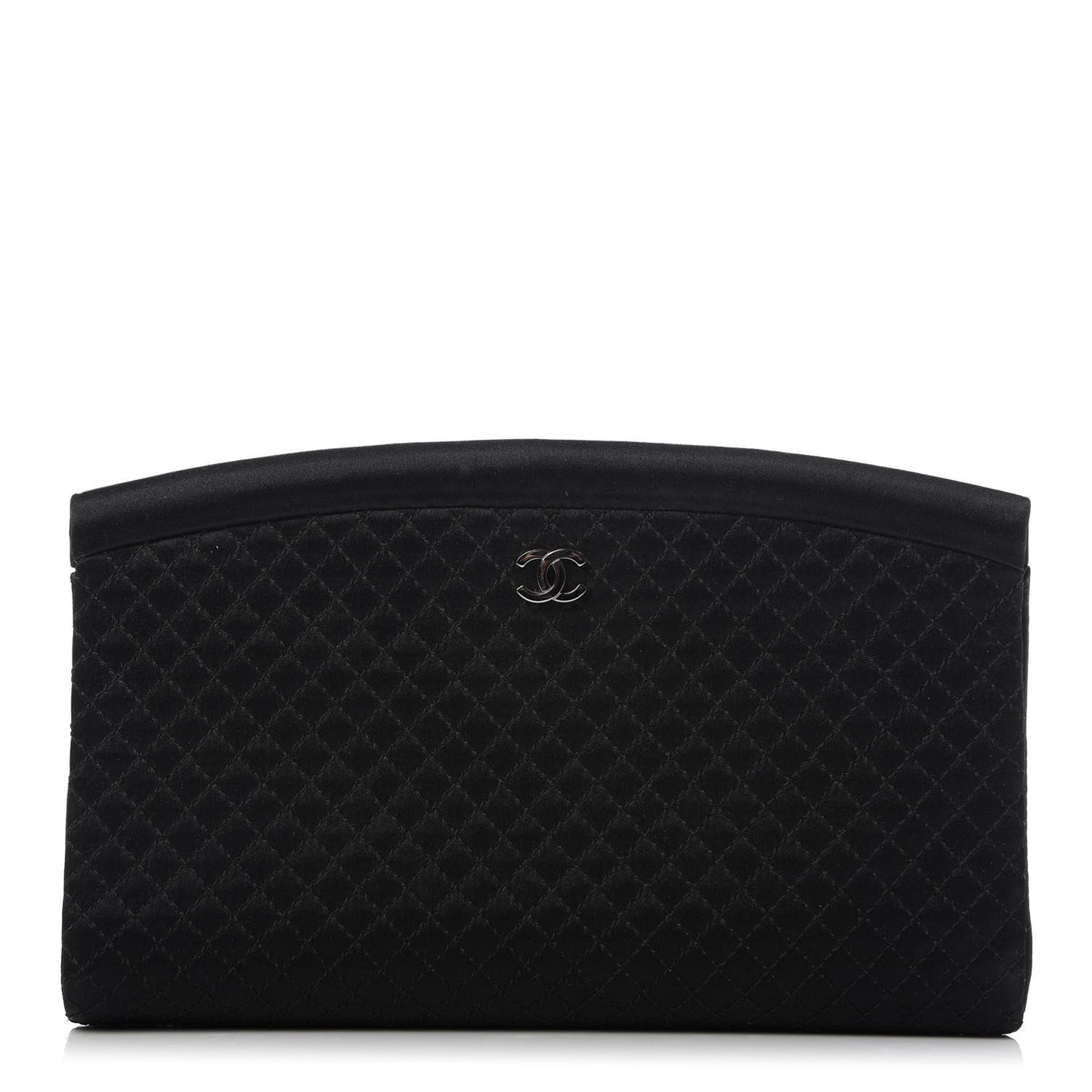 Satin Quilted Clutch Black