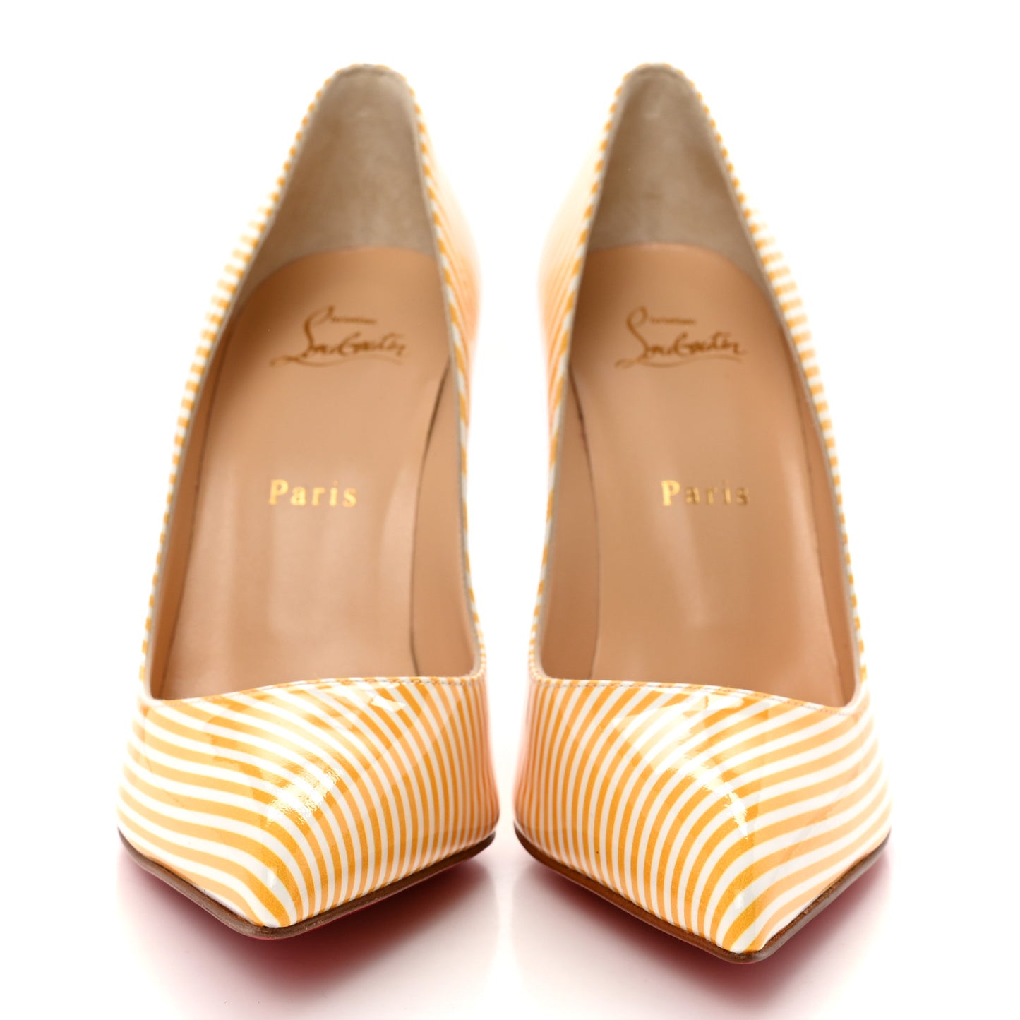 Patent Pigalle Follies Stripes 100 Pumps 38 Banana White