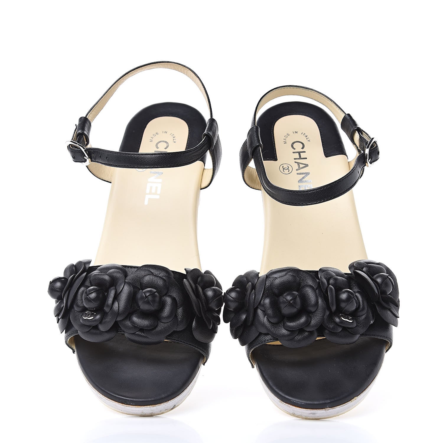 Chanel Calfskin Camellia Sandals 39 Black 3 of 11