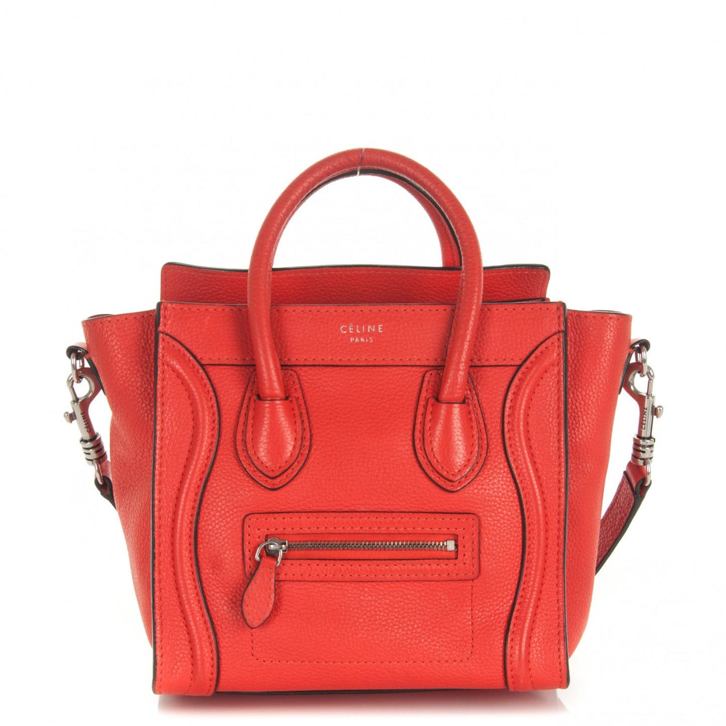 Drummed Calfskin Nano Luggage Vermillion