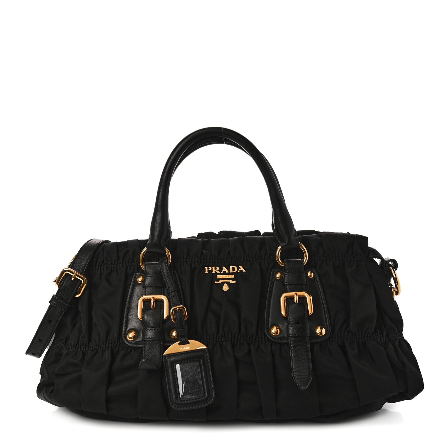 Tessuto Nylon Nappa Gaufre Shopping Satchel Black