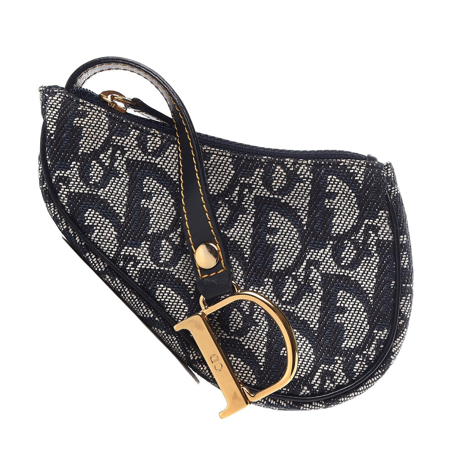 Christian Dior Monogram Saddle Coin Purse Navy 1 of 8