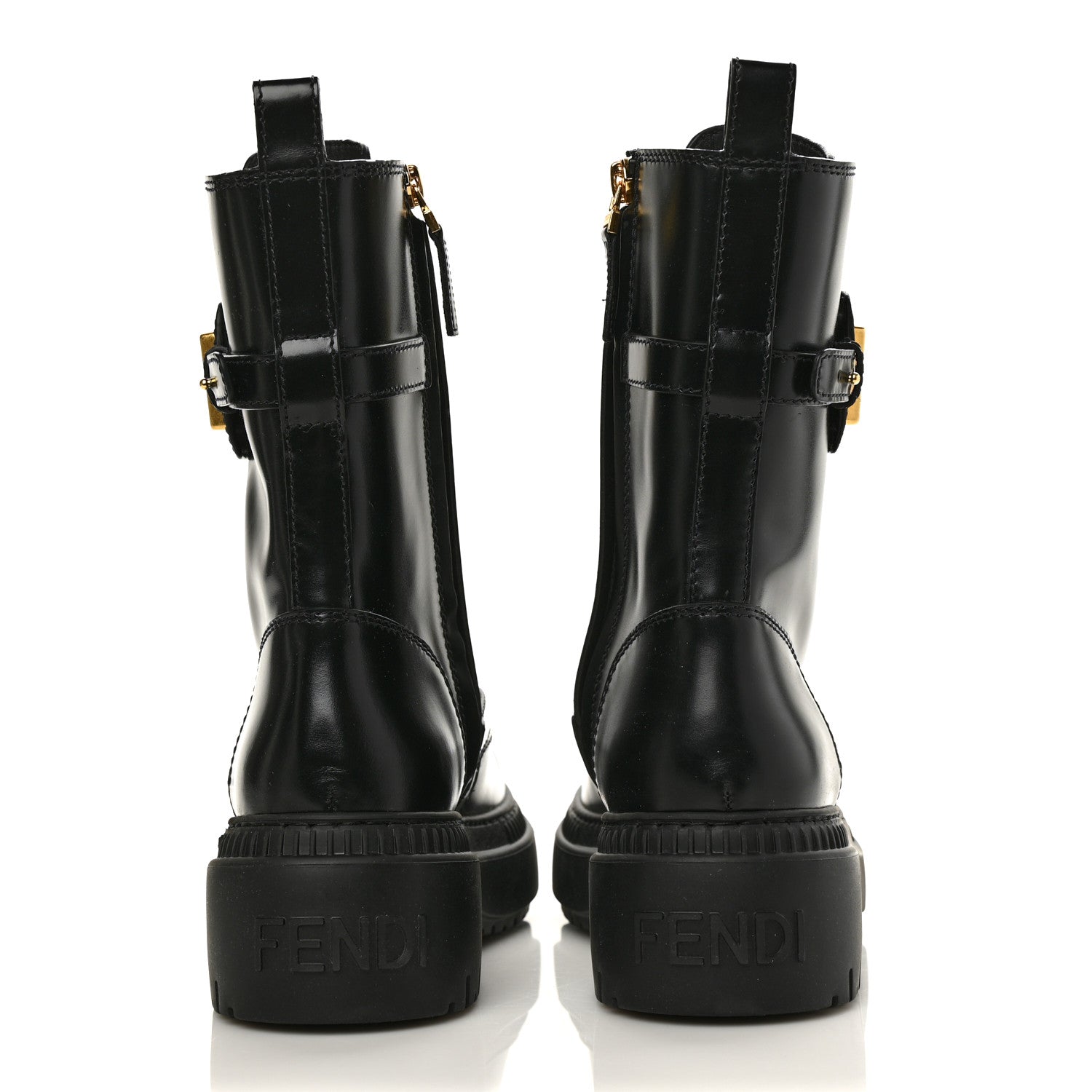 Fendi Vitello Abrasivato Fendigraphy 50mm Biker Boots 36 Black 5 of 9