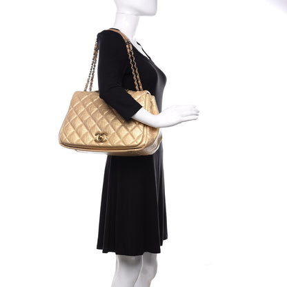Chanel Metallic Aged Calfskin Quilted Large Pondichery Flap Gold 2 of 13