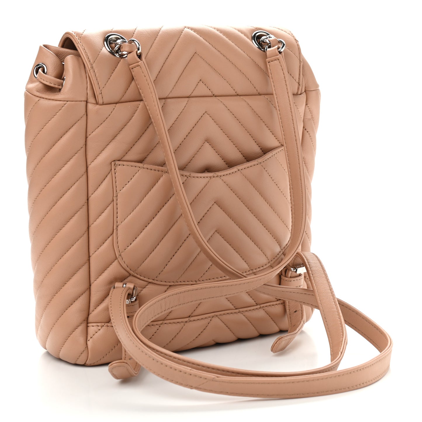 Calfskin Chevron Quilted Small Urban Spirit Backpack Beige