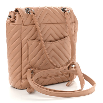 Chanel Calfskin Chevron Quilted Small Urban Spirit Backpack Beige 3 of 12