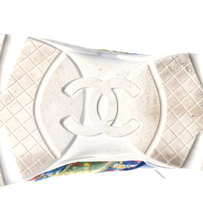 Chanel Tweed Calfskin Sneakers 41 Red Yellow Blue 6 of 8